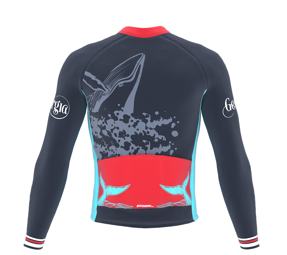 ScudoPro Pro Thermal Long Sleeve Cycling Jersey Georgia USA state Icon landmark identity  | Men and Women