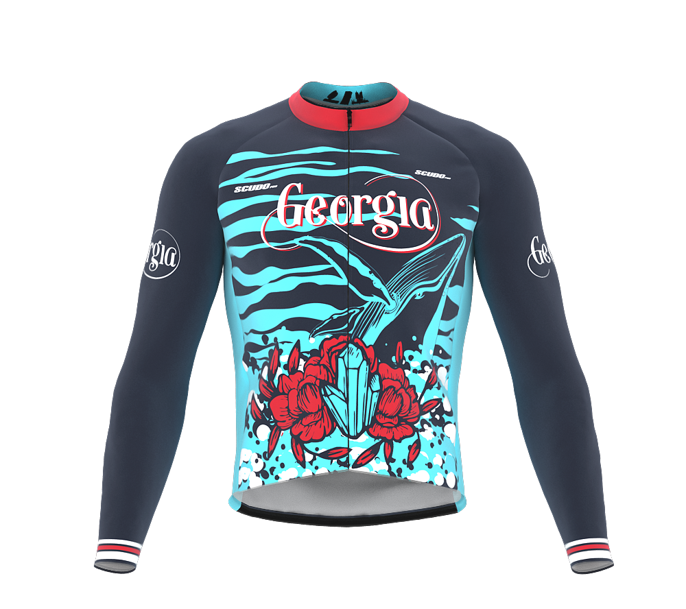 ScudoPro Pro Thermal Long Sleeve Cycling Jersey Georgia USA state Icon landmark identity  | Men and Women