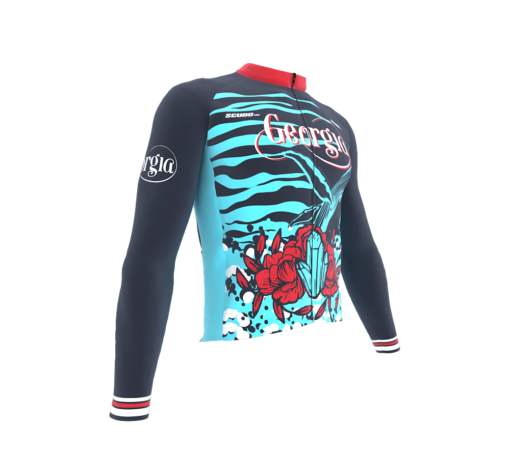 ScudoPro Pro Thermal Long Sleeve Cycling Jersey Georgia USA state Icon landmark identity  | Men and Women