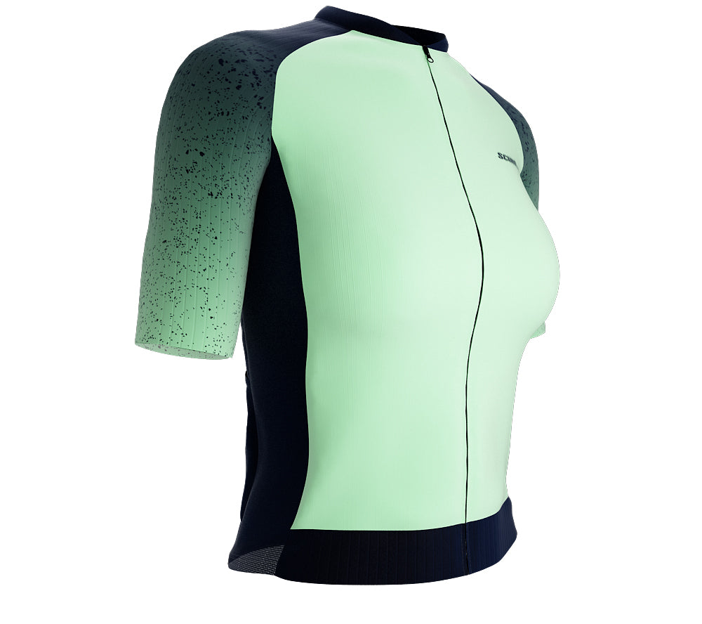 Scudopro Pro-Elite Short Sleeve Cycling Pro Fit Jersey Gradient Intense Aqua for Women