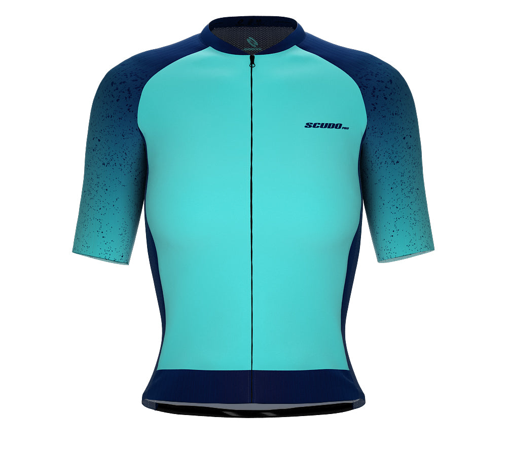 Scudopro Pro-Elite Short Sleeve Cycling Pro Fit Jersey Gradient Intense Cyan for Women
