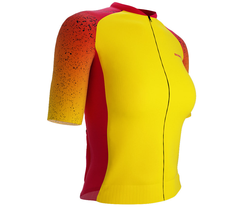 Scudopro Pro-Elite Short Sleeve Cycling Pro Fit Jersey Gradient Intense Yellow for Women