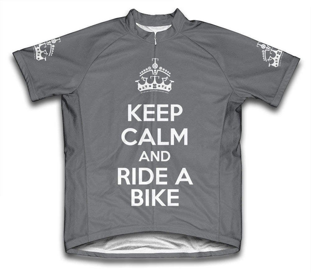 Keep Calm and Ride a Bike Gray Cycling Jersey