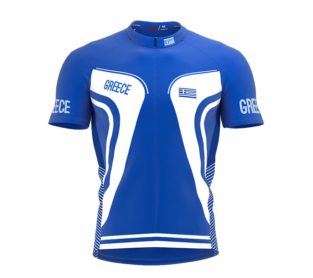 Greece  Full Zipper Bike Short Sleeve Cycling Jersey