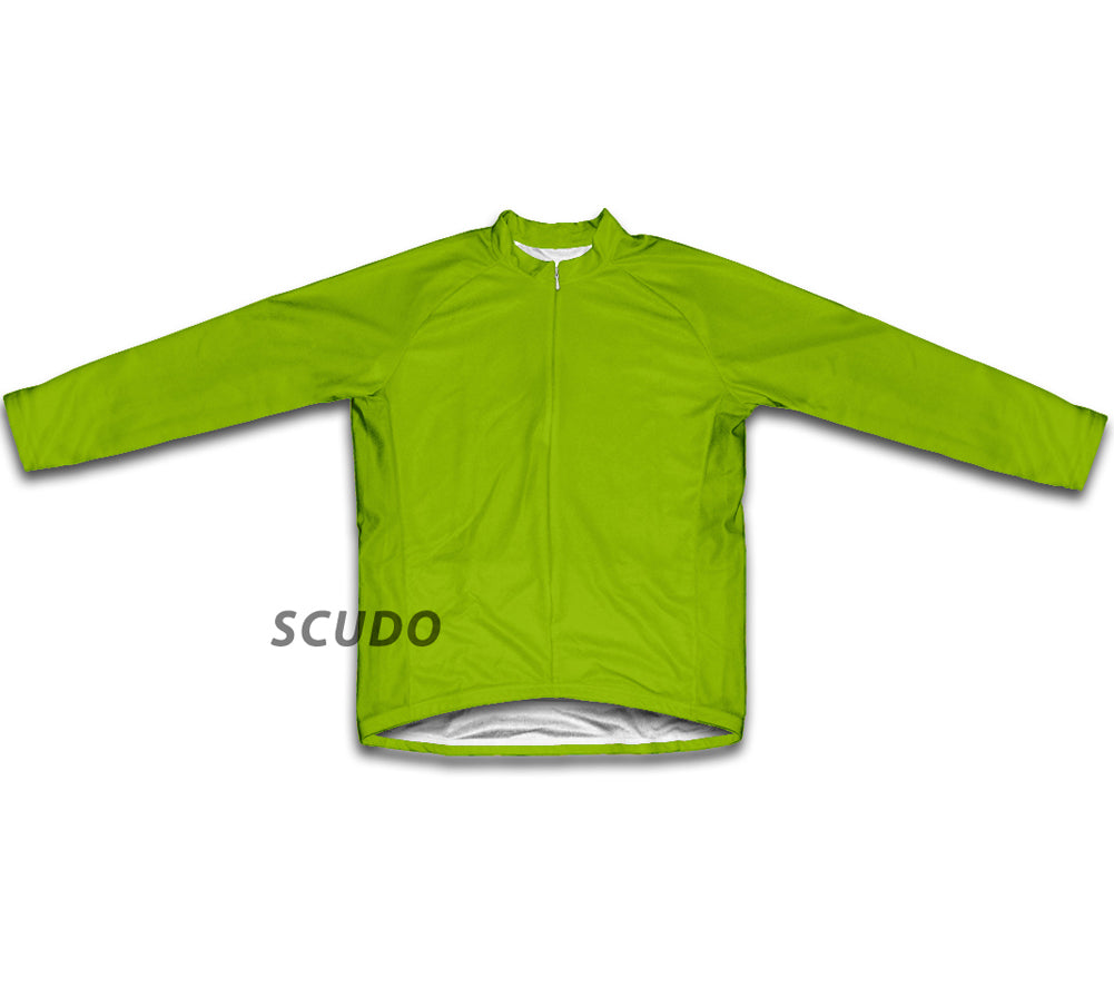 Keep Calm and Pedal On Green Neon Winter Thermal Cycling Jersey
