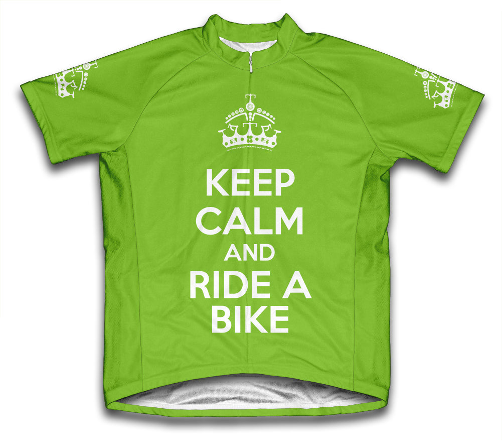 Keep Calm and Ride a Bike Green Neon Cycling Jersey
