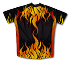 Hot Flames Short Sleeve Cycling Jersey for Men and Women