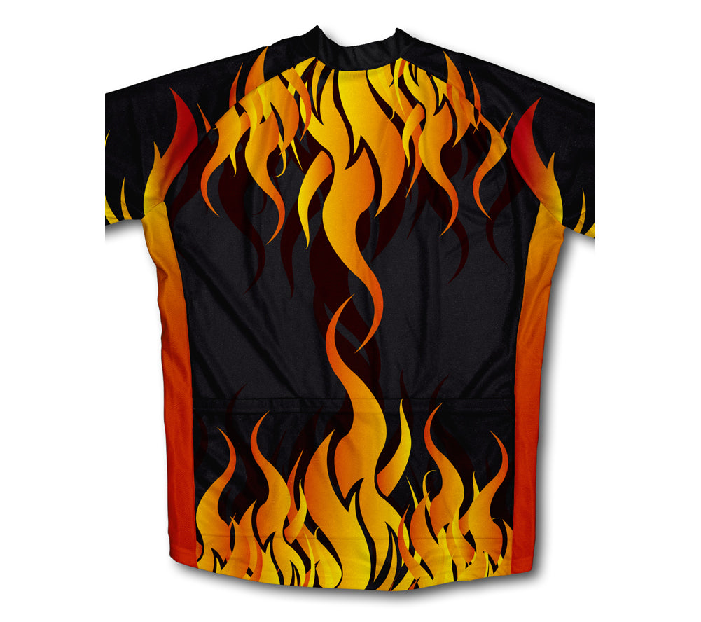 Hot Flames Short Sleeve Cycling Jersey for Men and Women