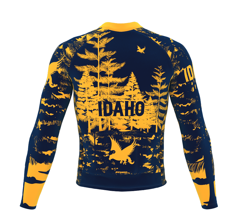 ScudoPro Pro Thermal Long Sleeve Cycling Jersey Idaho USA state Icon landmark identity  | Men and Women