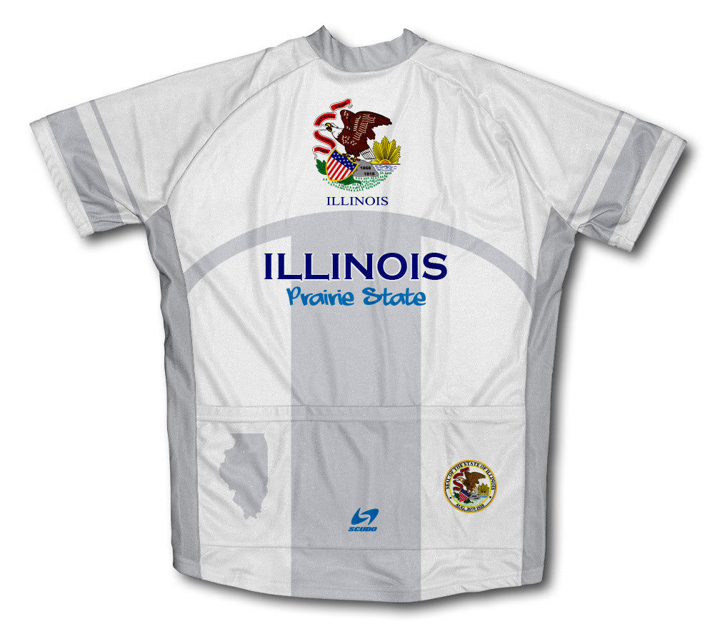 Illinois Flag Short Sleeve Cycling Jersey for Men and Women