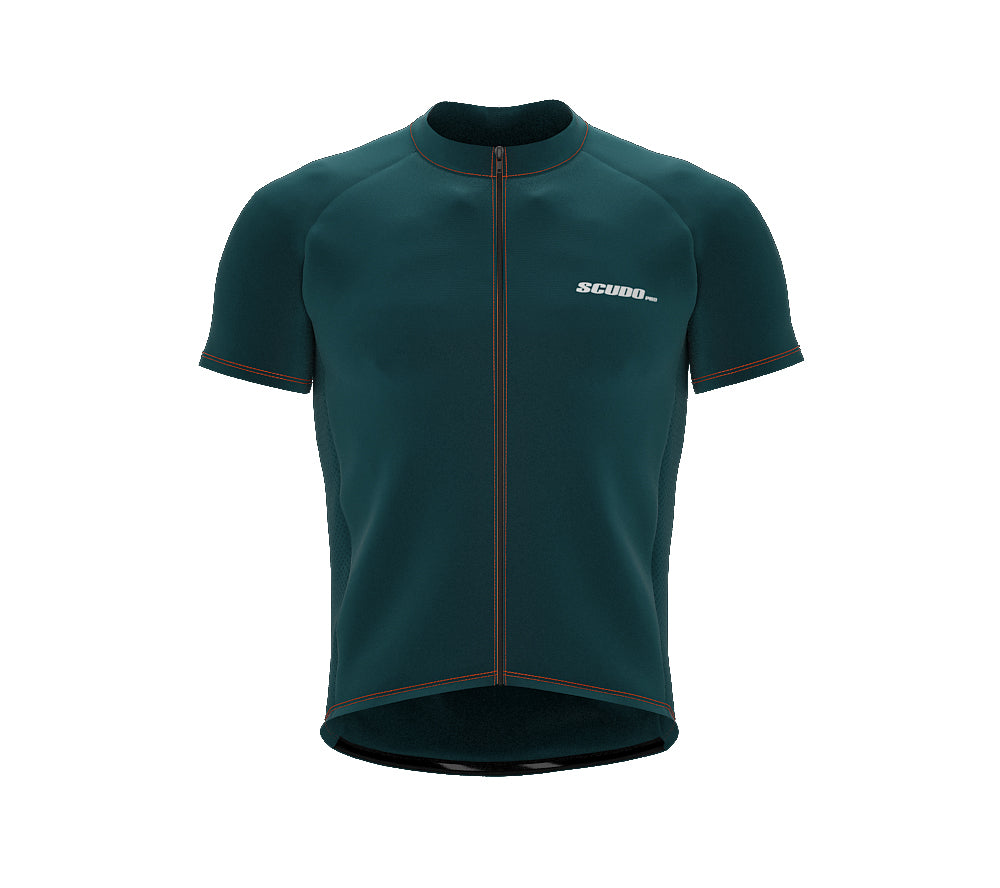 Chroma Contrast |  Short Sleeve Cycling Jersey Indigo - Black zip - Orange seam | Men and Women