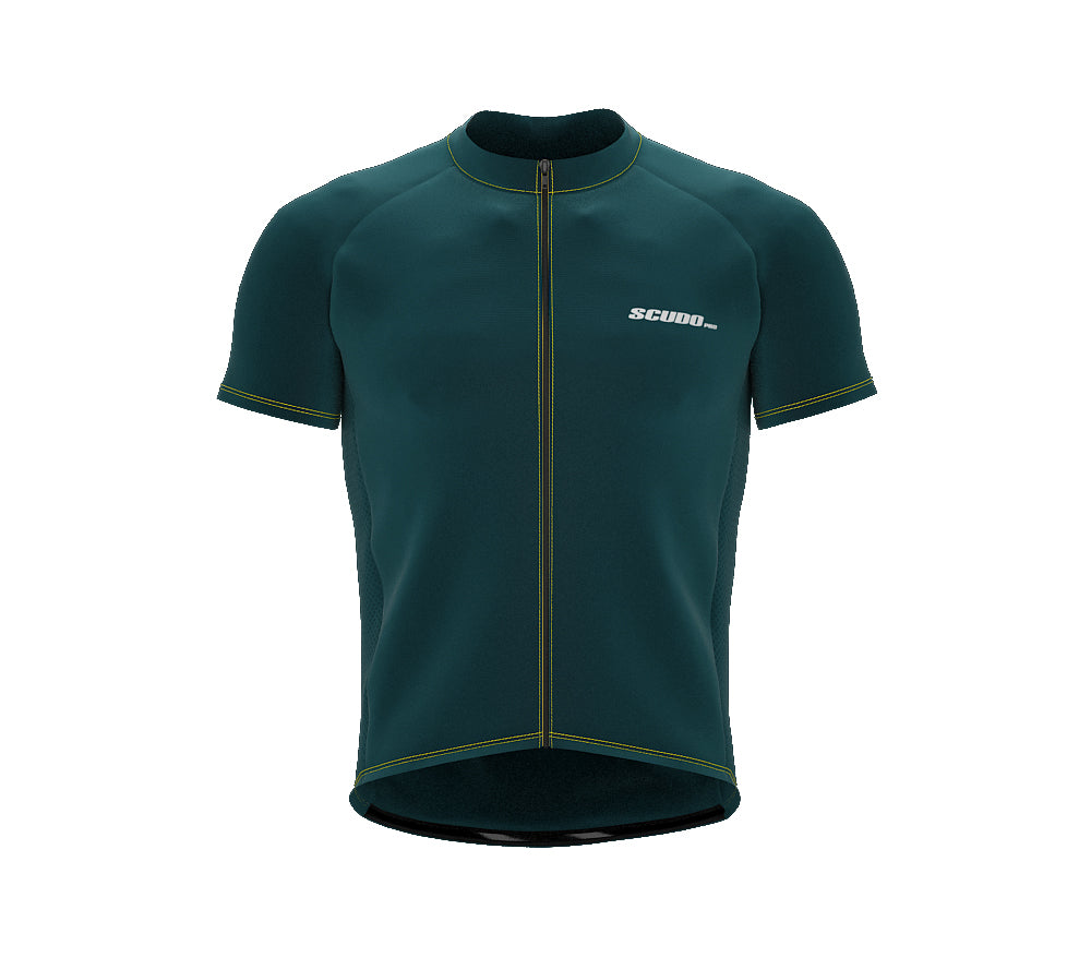 Chroma Contrast |  Short Sleeve Cycling Jersey Indigo - Black zip - Yellow seam | Men and Women