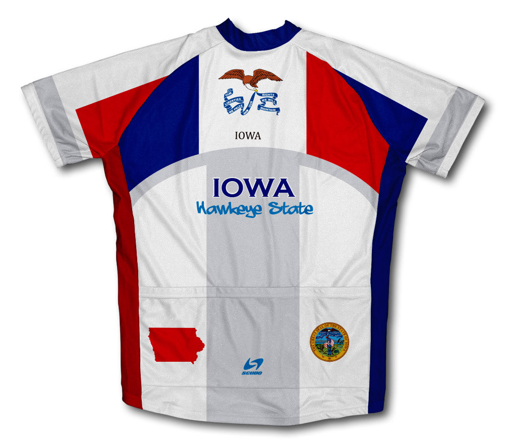 Iowa Flag Short Sleeve Cycling Jersey for Men and Women