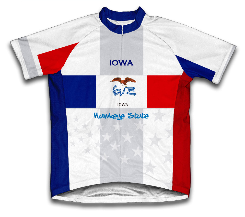 Iowa Flag Short Sleeve Cycling Jersey for Men and Women