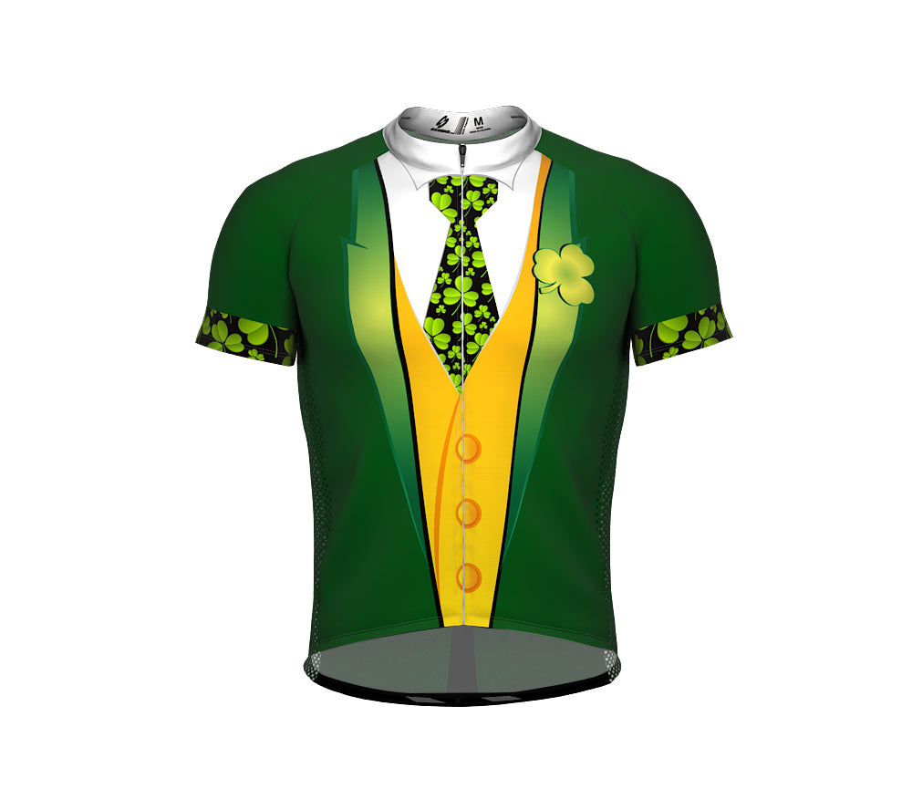 Iris Tuxedo St. Patrick's Day Short Sleeve Cycling Jersey Full Zipper