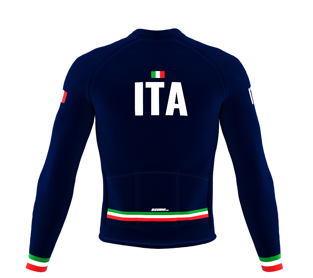 ScudoPro Pro Thermal Long Sleeve Cycling Jersey Country CODE Italy Blue | Men and Women