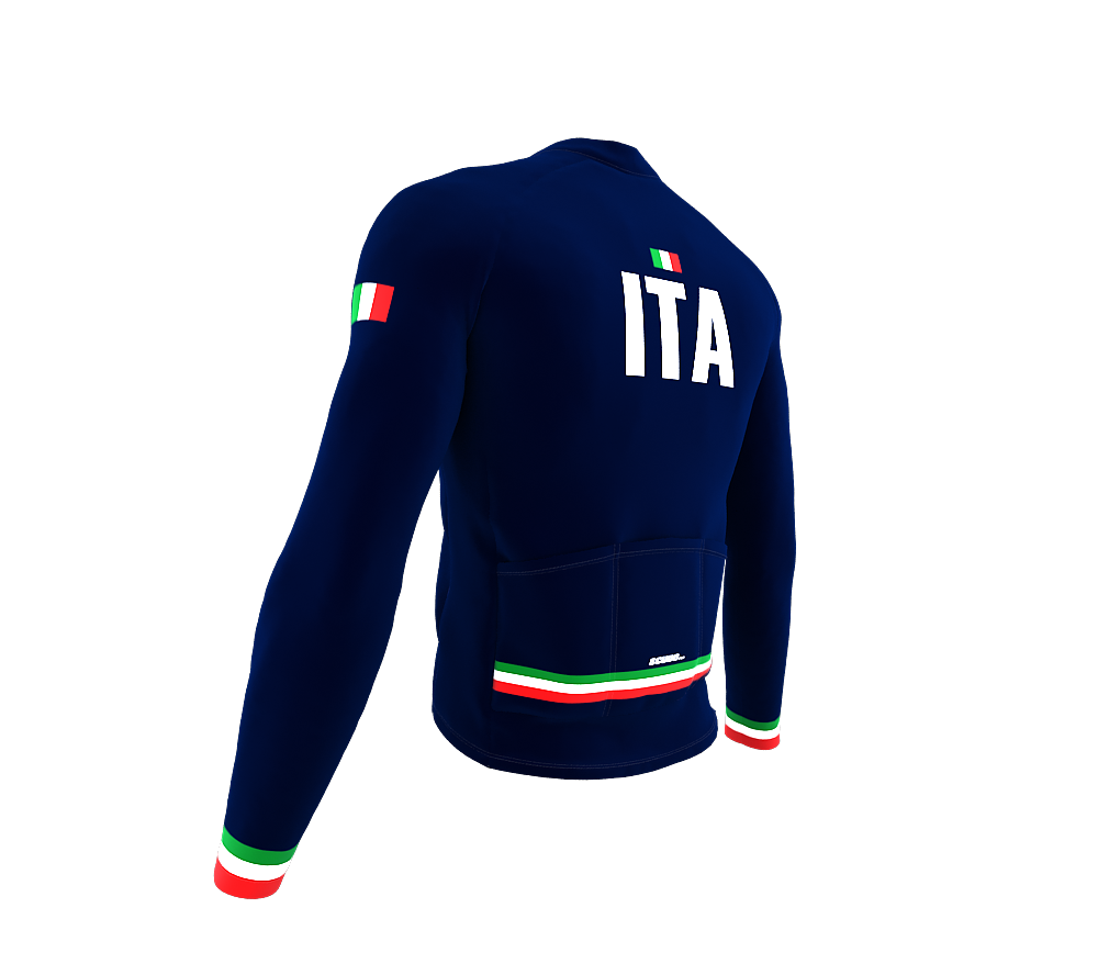ScudoPro Pro Thermal Long Sleeve Cycling Jersey Country CODE Italy Blue | Men and Women