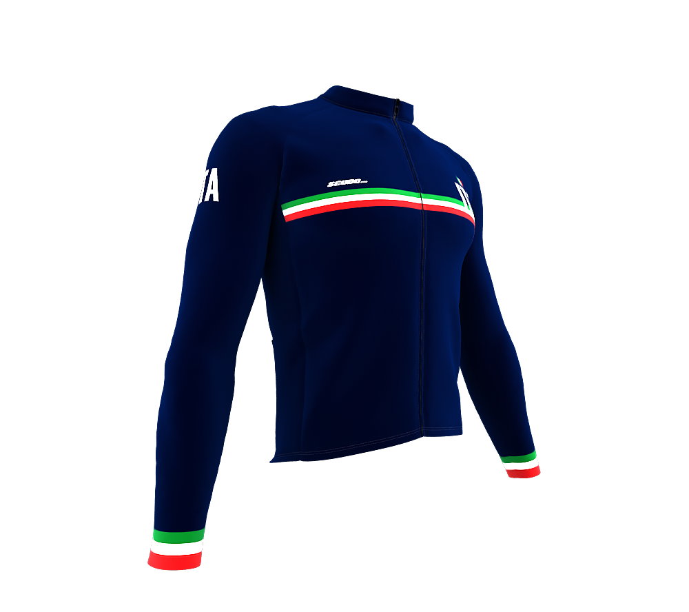 ScudoPro Pro Thermal Long Sleeve Cycling Jersey Country CODE Italy Blue | Men and Women