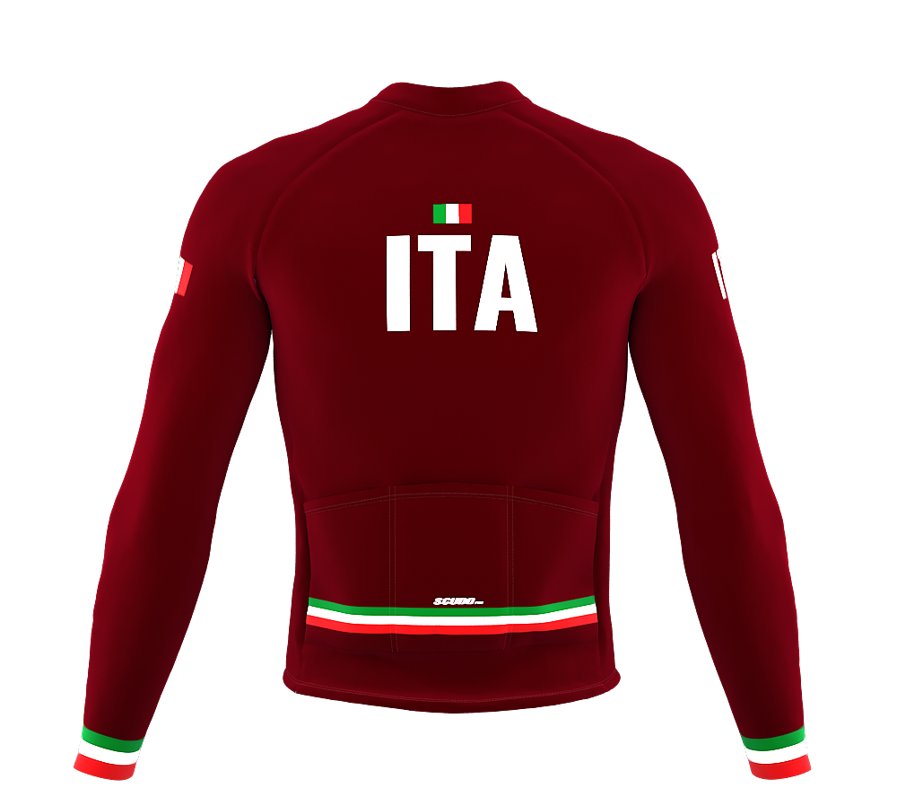 ScudoPro Pro Thermal Long Sleeve Cycling Jersey Country CODE Italy Vine | Men and Women