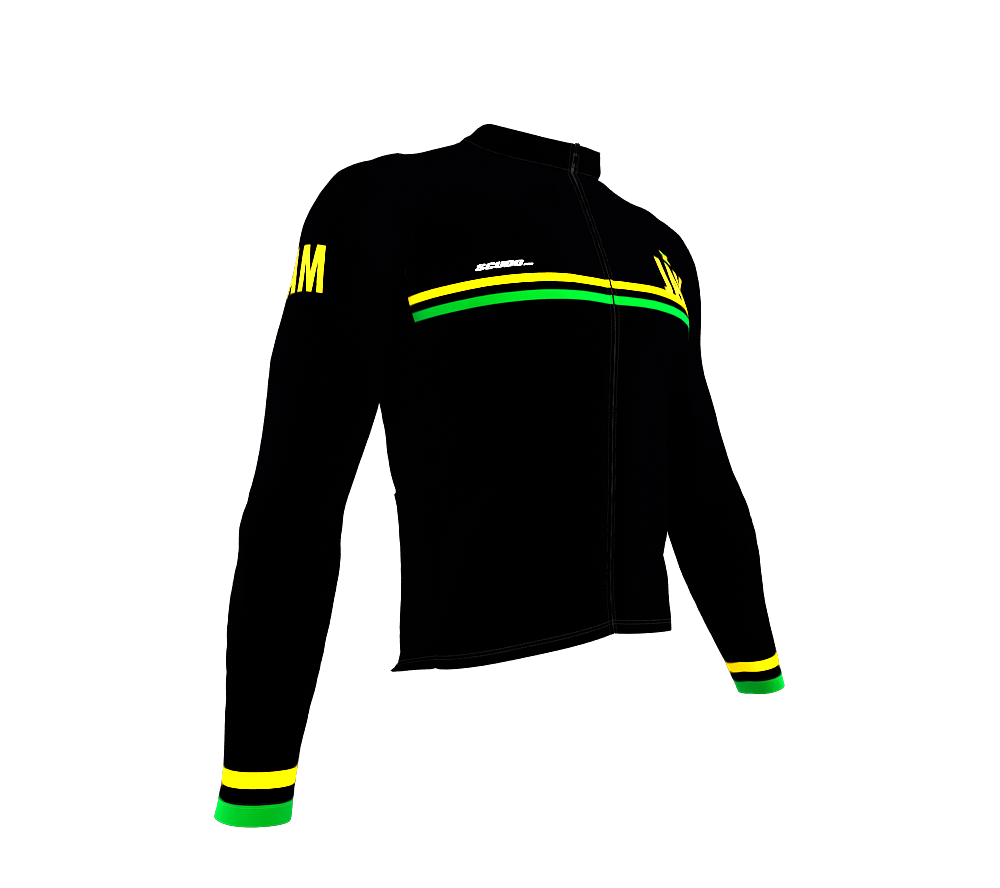 ScudoPro Pro Thermal Long Sleeve Cycling Jersey Country CODE Jamaica Black | Men and Women