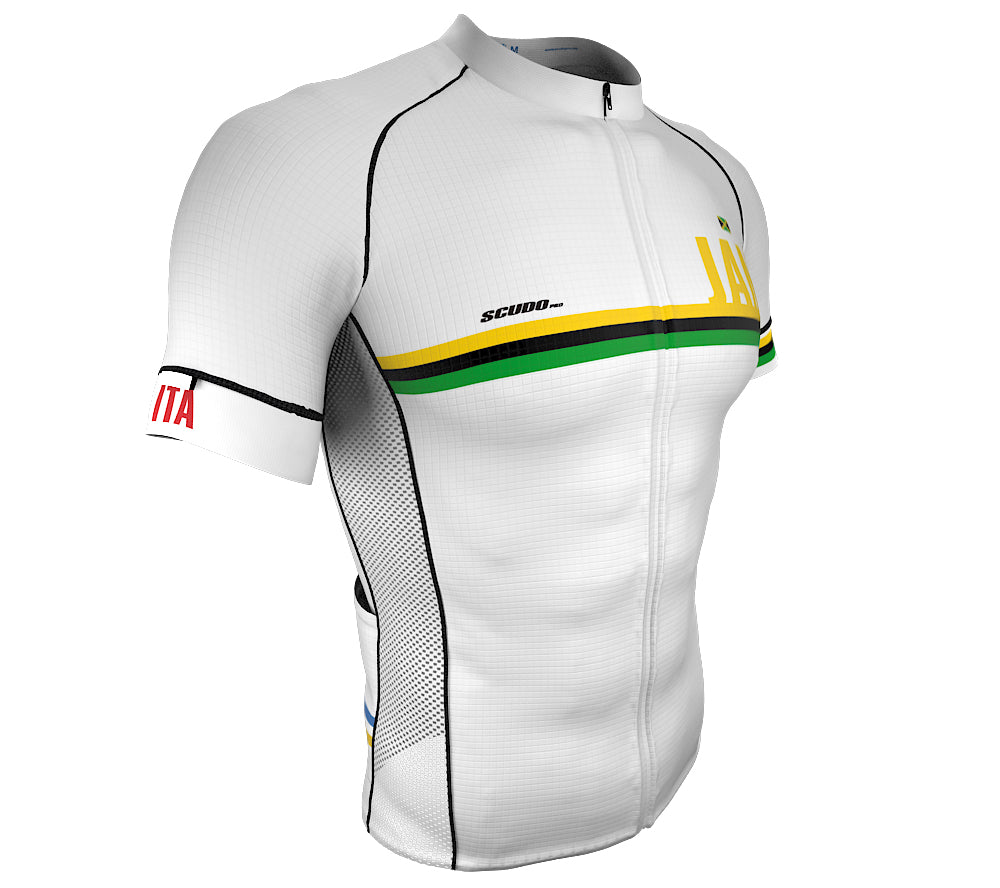 Jamaica White CODE Short Sleeve Cycling PRO Jersey for Men and Women