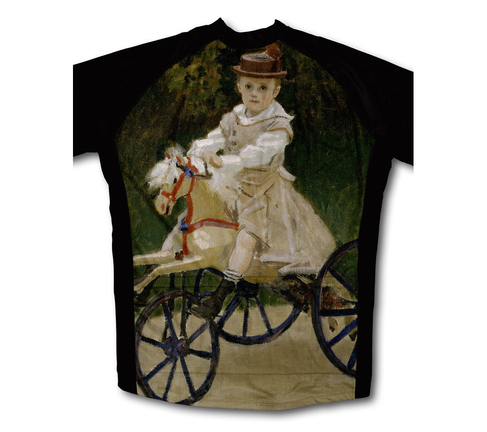 Jean Monet on his Hobby Horse Short Sleeve Cycling Jersey for Men and Women