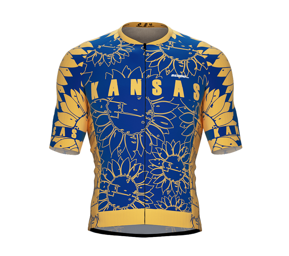 ScudoPro Pro-Elite Short Sleeve Cycling Jersey Kansas USA State Icon landmark symbol identity  | Men and Women