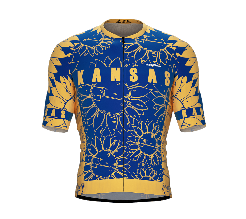 ScudoPro Pro-Elite Short Sleeve Cycling Jersey Kansas USA State Icon landmark symbol identity  | Men and Women