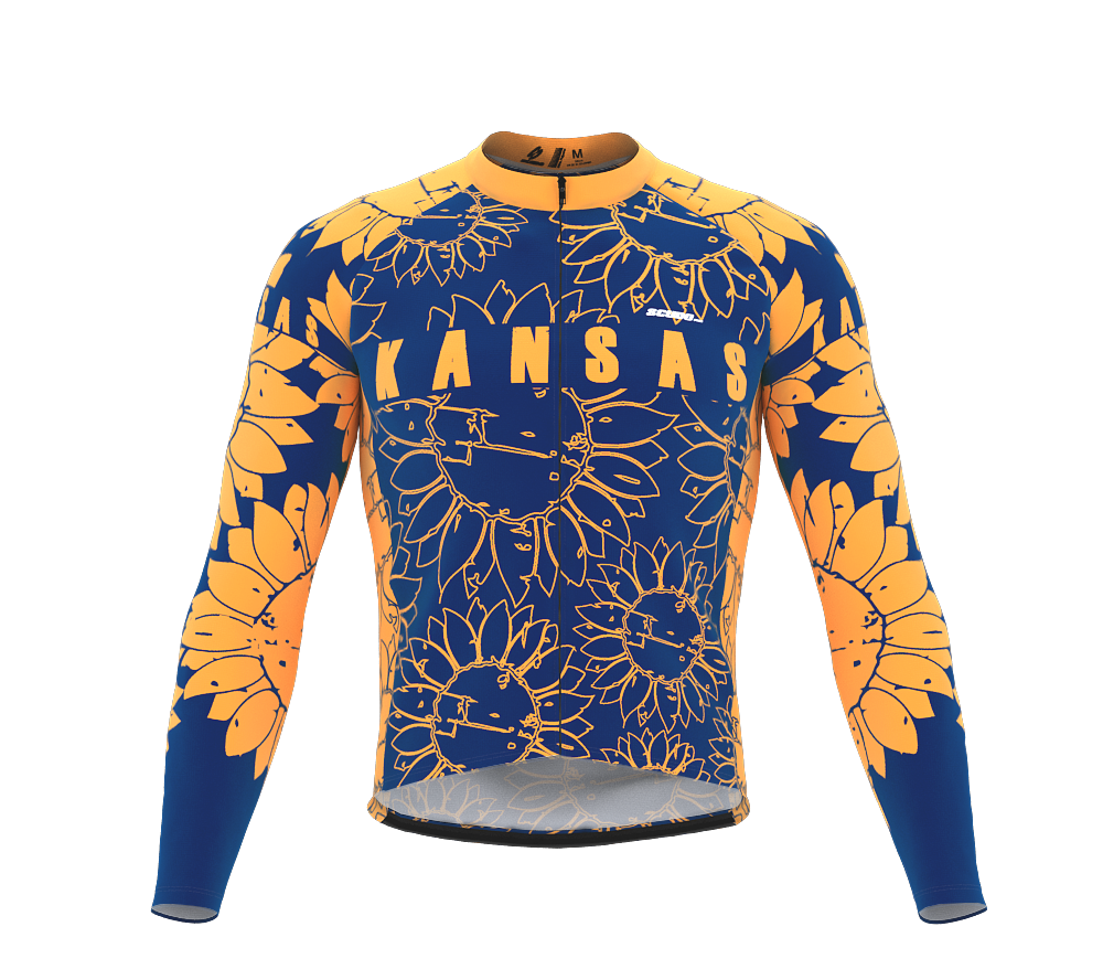 ScudoPro Pro Thermal Long Sleeve Cycling Jersey Kansas USA state Icon landmark identity  | Men and Women