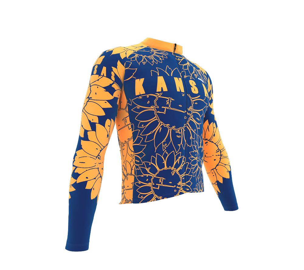 ScudoPro Pro Thermal Long Sleeve Cycling Jersey Kansas USA state Icon landmark identity  | Men and Women