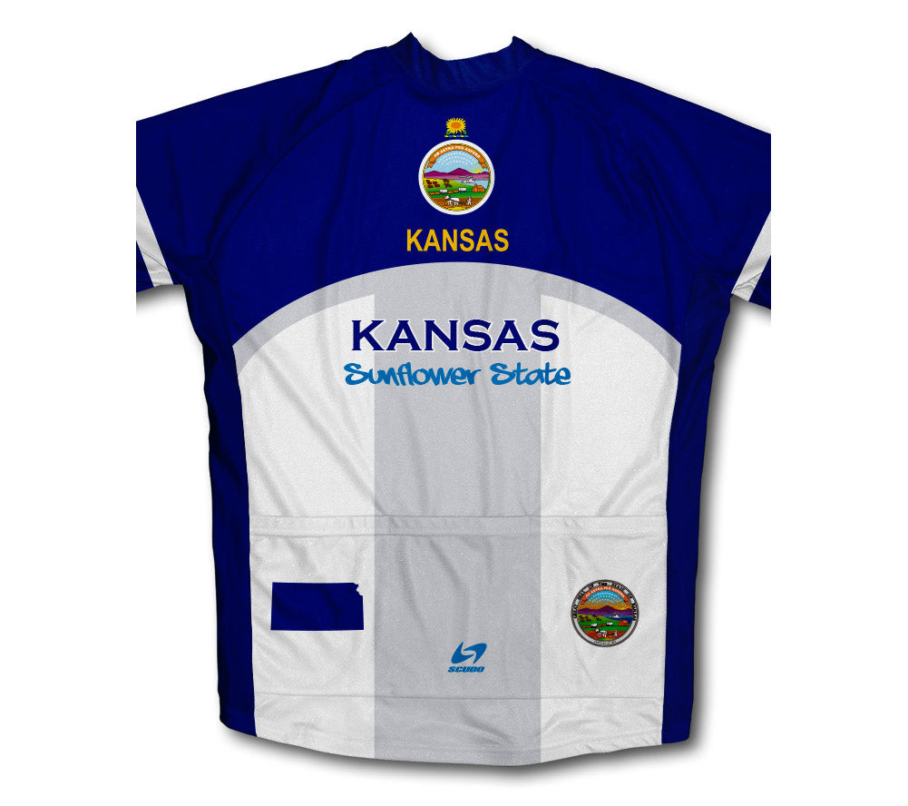 Kansas Flag Short Sleeve Cycling Jersey for Men and Women