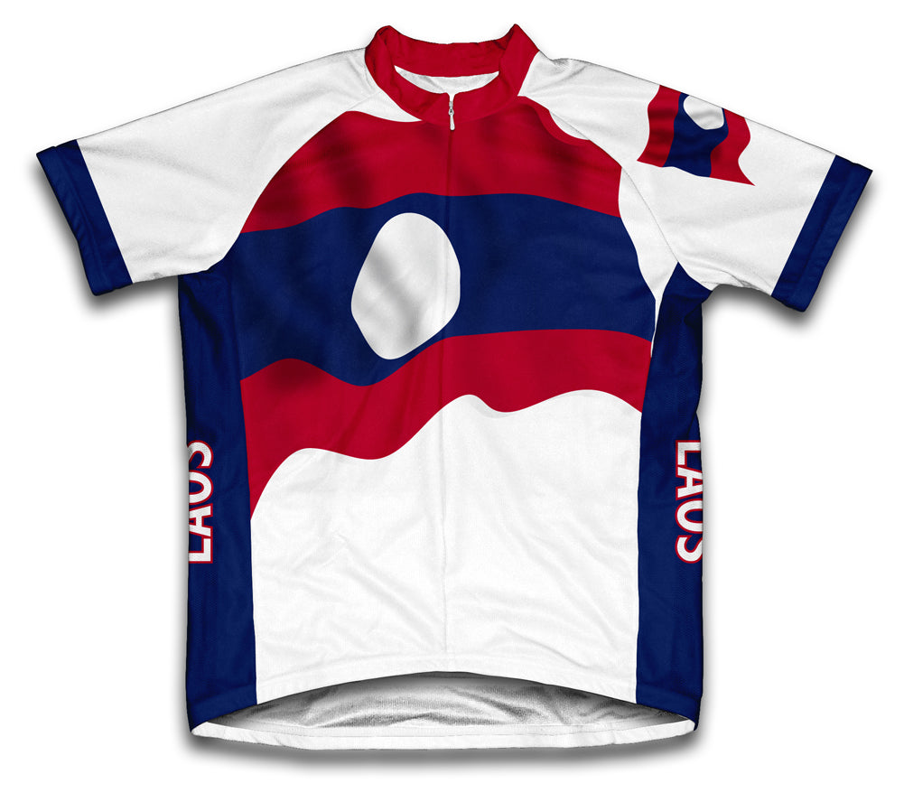 Laos Flag Cycling Jersey for Men and Women
