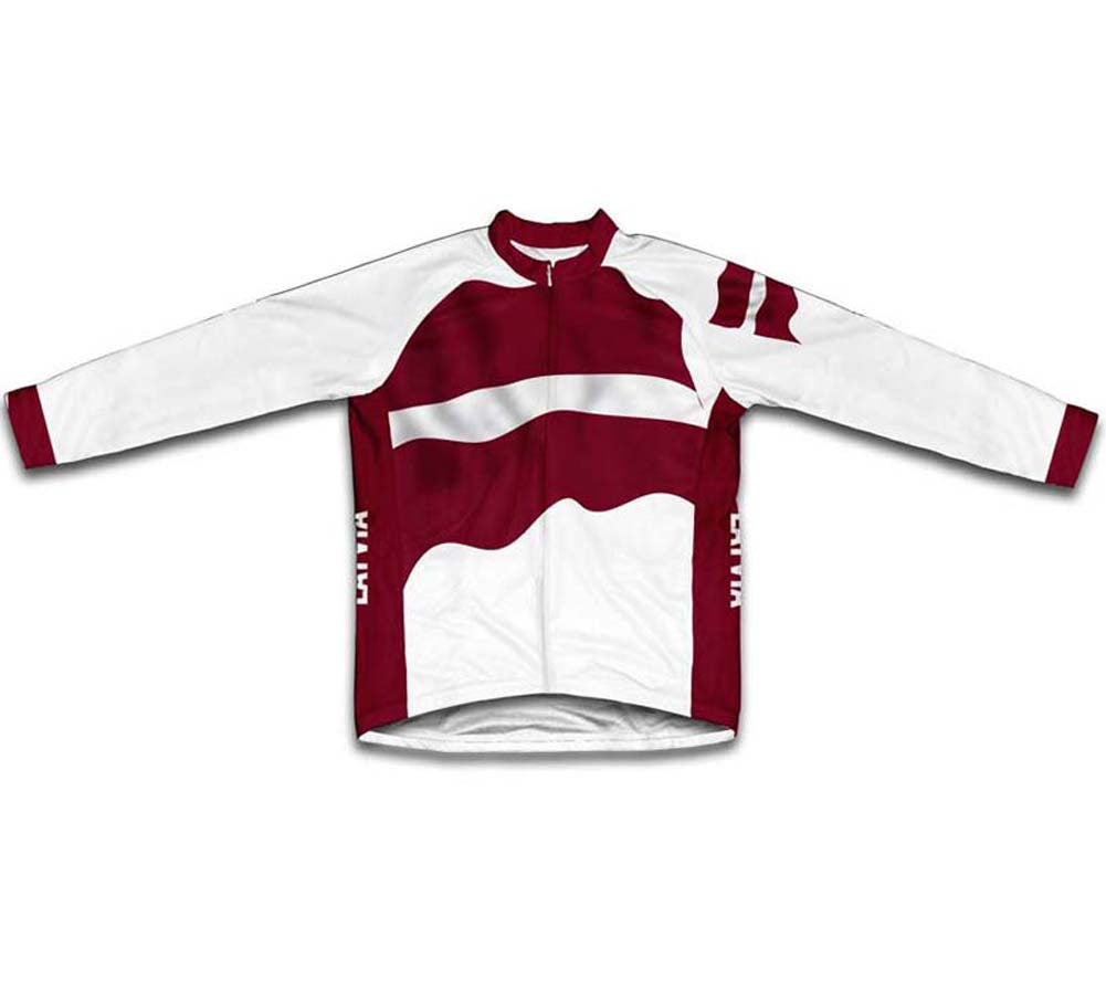 Latvia Flag Winter Thermal Cycling Jersey