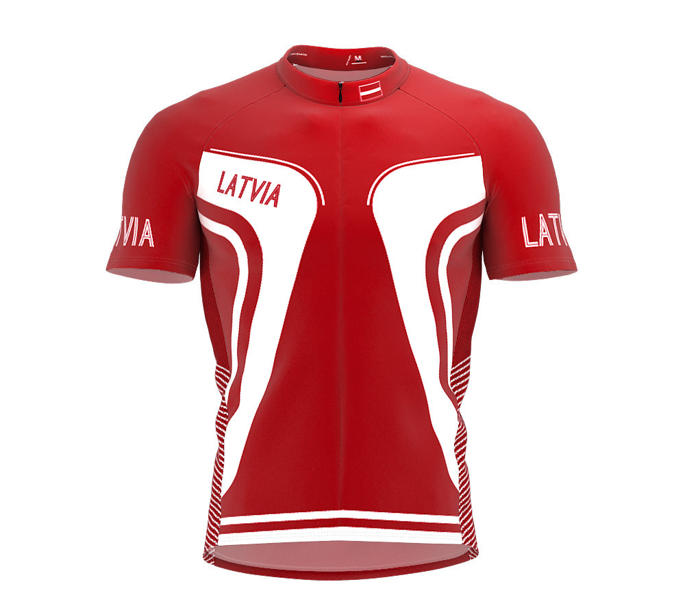 Latvia  Full Zipper Bike Short Sleeve Cycling Jersey