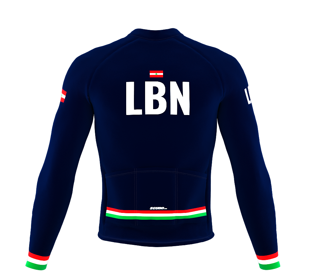 ScudoPro Pro Thermal Long Sleeve Cycling Jersey Country CODE Lebanon Blue | Men and Women