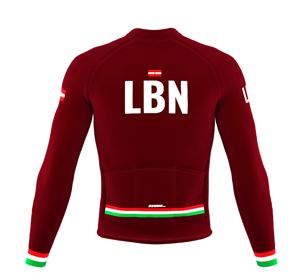 ScudoPro Pro Thermal Long Sleeve Cycling Jersey Country CODE Lebanon Vine | Men and Women