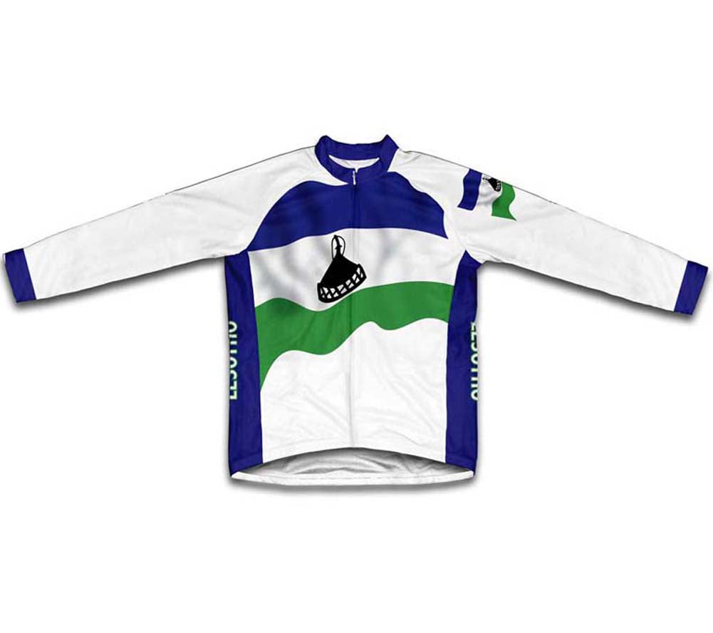 Lesotho Flag Winter Thermal Cycling Jersey
