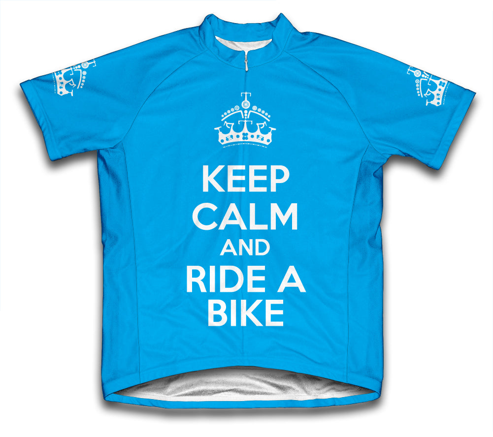 Keep Calm and Ride a Bike Light Blue Cycling Jersey