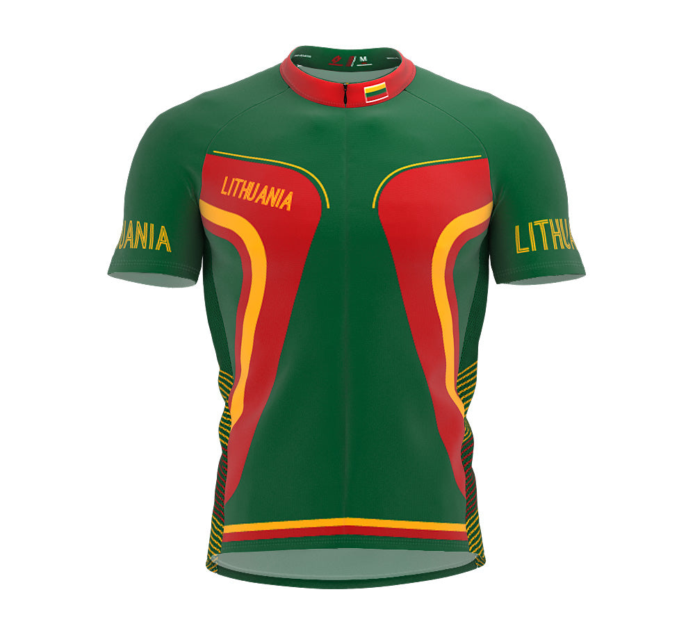 Lithuania  Full Zipper Bike Short Sleeve Cycling Jersey