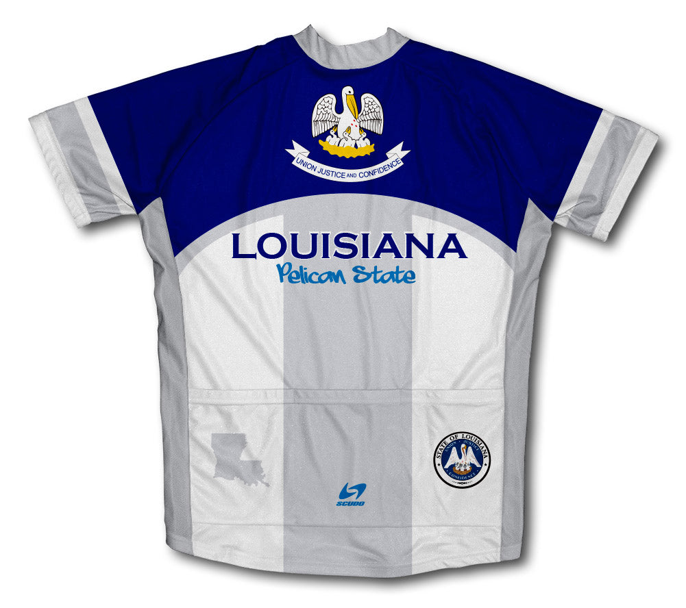 Louisiana Flag Short Sleeve Cycling Jersey for Men and Women