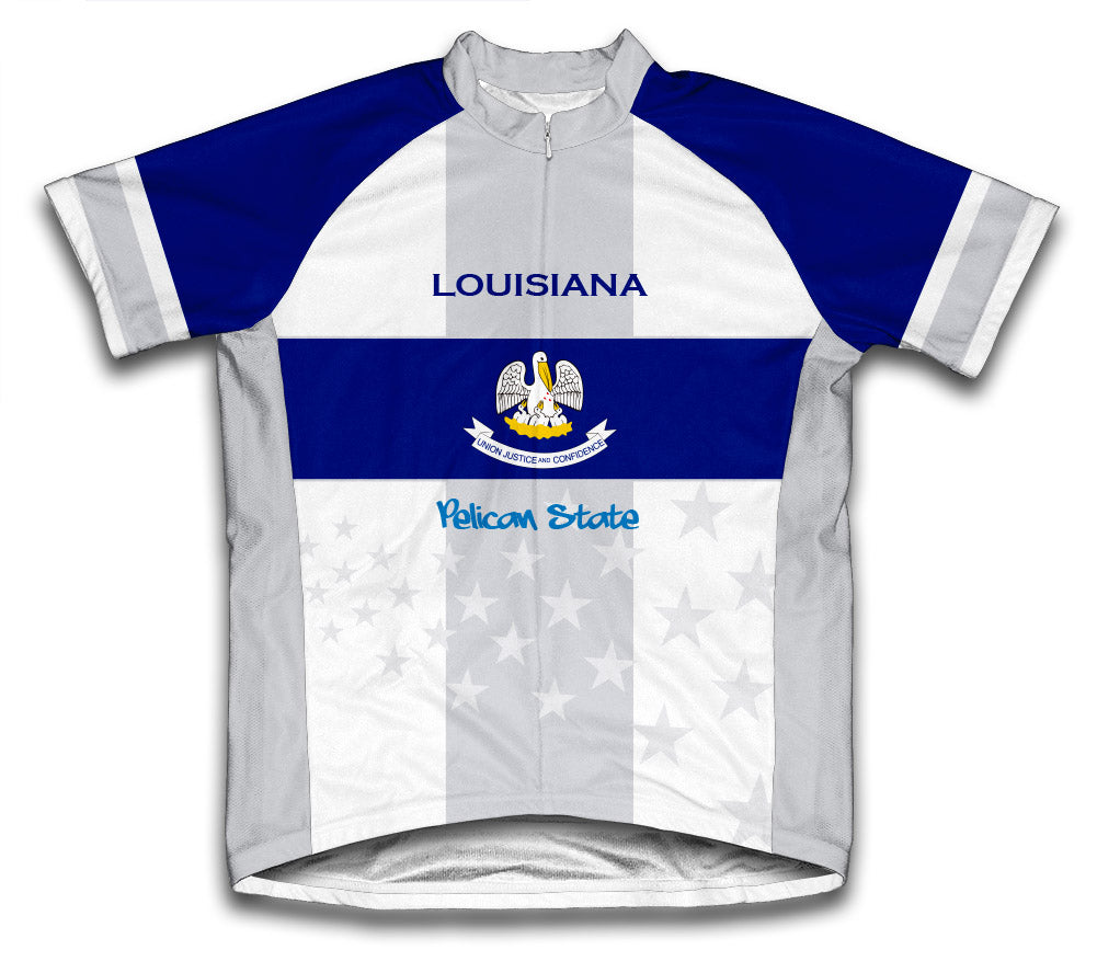 Louisiana Flag Short Sleeve Cycling Jersey for Men and Women