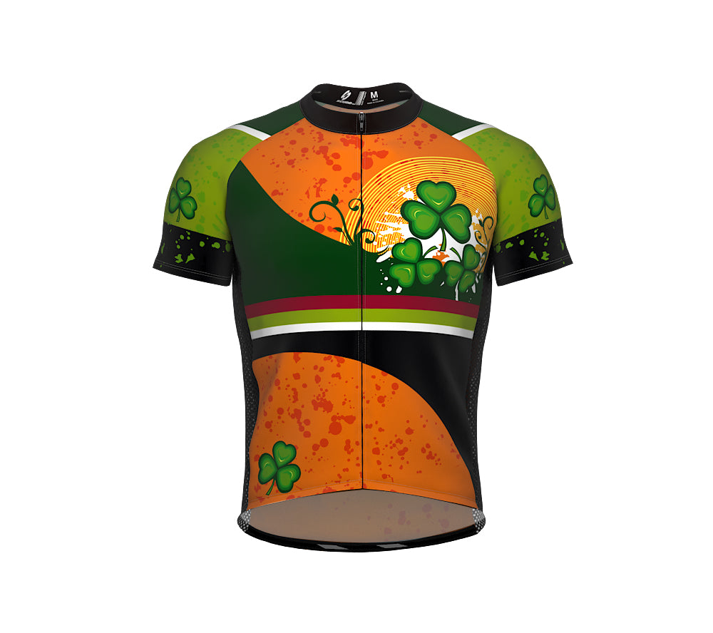 St. Patrick's Day Lucky Leaf Short Sleeve Cycling Jersey for Men and Women