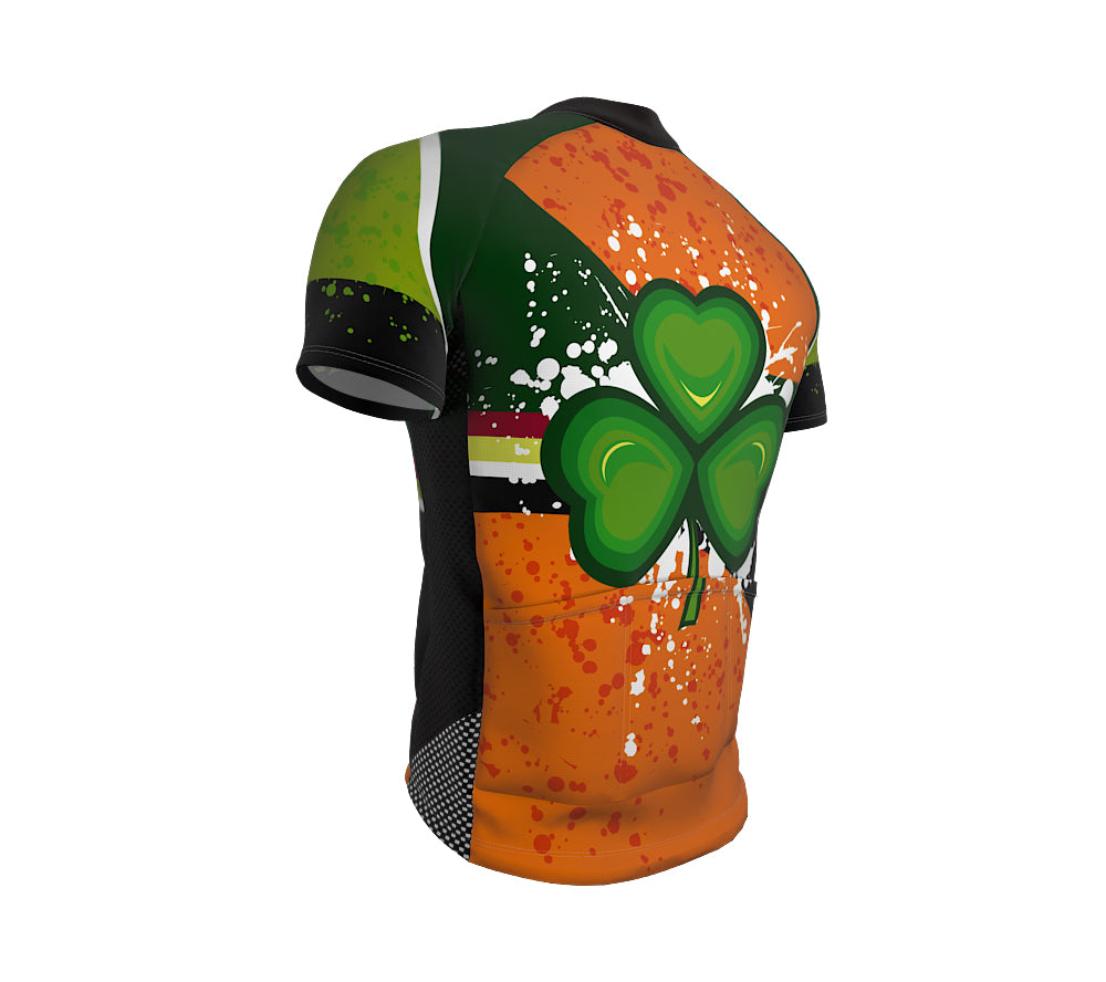 St. Patrick's Day Lucky Leaf Short Sleeve Cycling Jersey for Men and Women