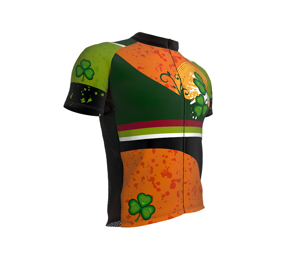 St. Patrick's Day Lucky Leaf Short Sleeve Cycling Jersey for Men and Women