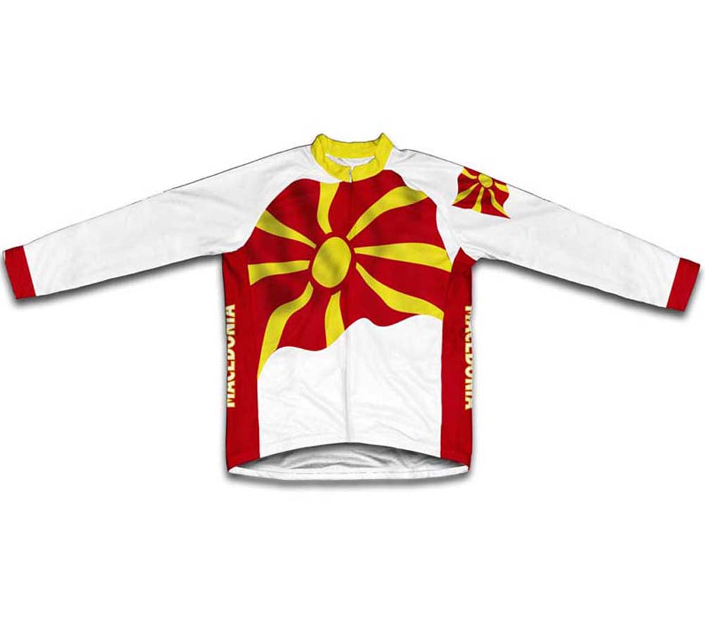 Macedonia Flag Winter Thermal Cycling Jersey
