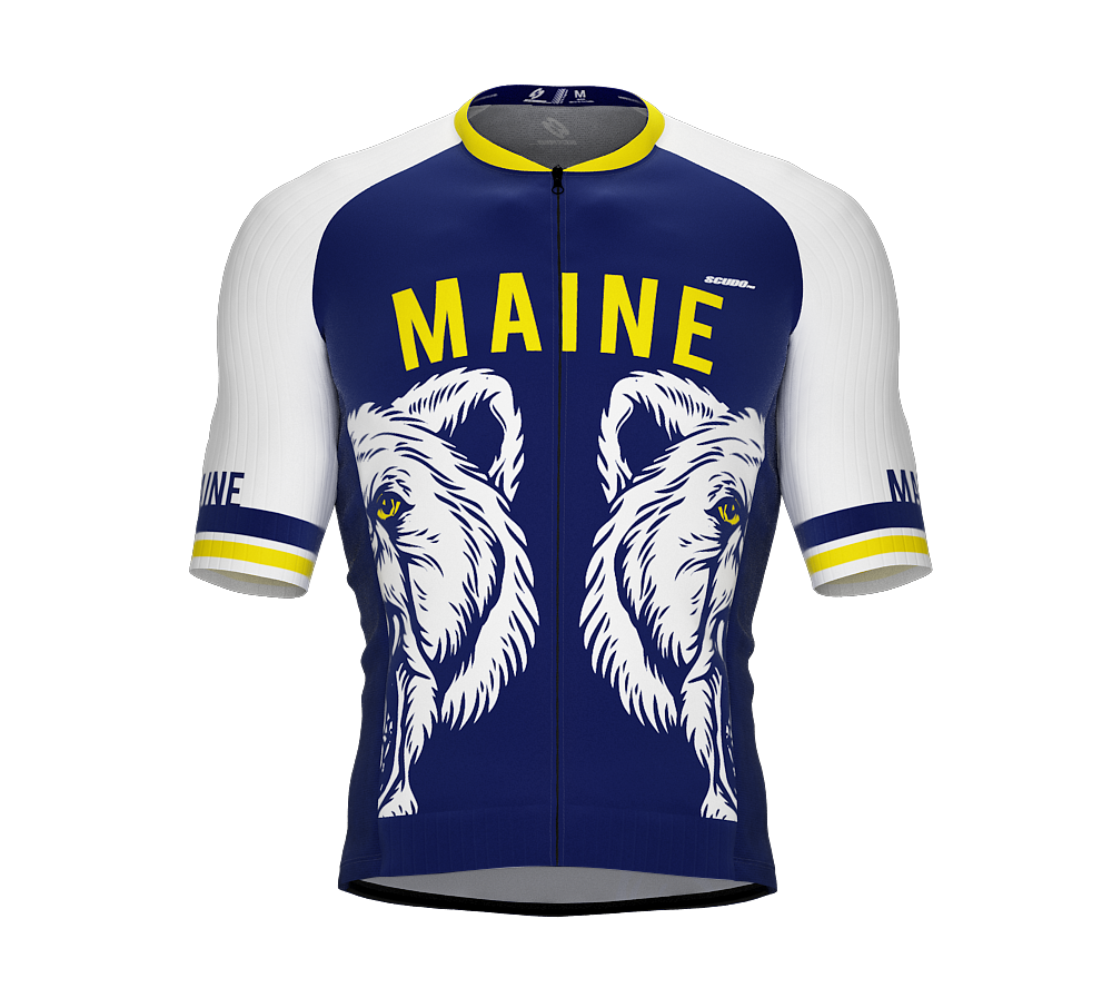 ScudoPro Pro-Elite Short Sleeve Cycling Jersey Maine USA State Icon landmark symbol identity  | Men and Women