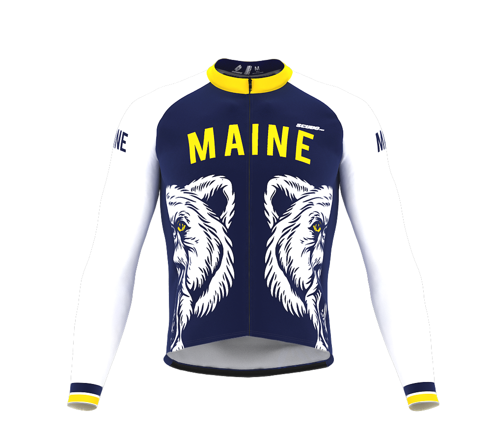 ScudoPro Pro Thermal Long Sleeve Cycling Jersey Maine USA state Icon landmark identity  | Men and Women