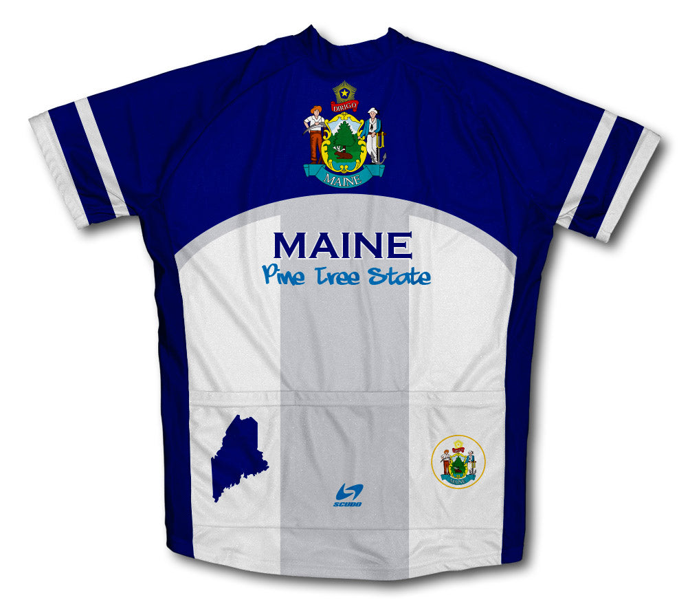 Maine Flag Short Sleeve Cycling Jersey for Men and Women