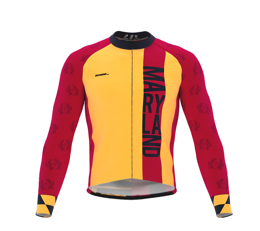 ScudoPro Pro Thermal Long Sleeve Cycling Jersey Maryland USA state Icon landmark identity  | Men and Women