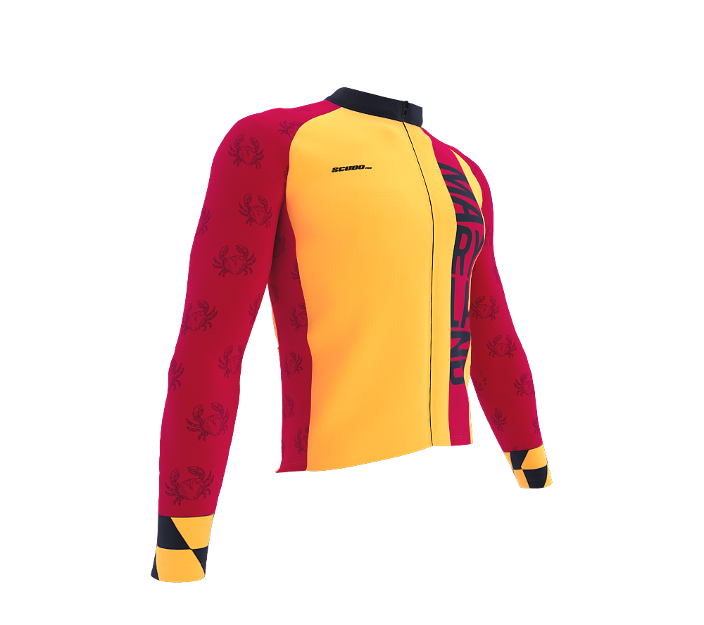 ScudoPro Pro Thermal Long Sleeve Cycling Jersey Maryland USA state Icon landmark identity  | Men and Women